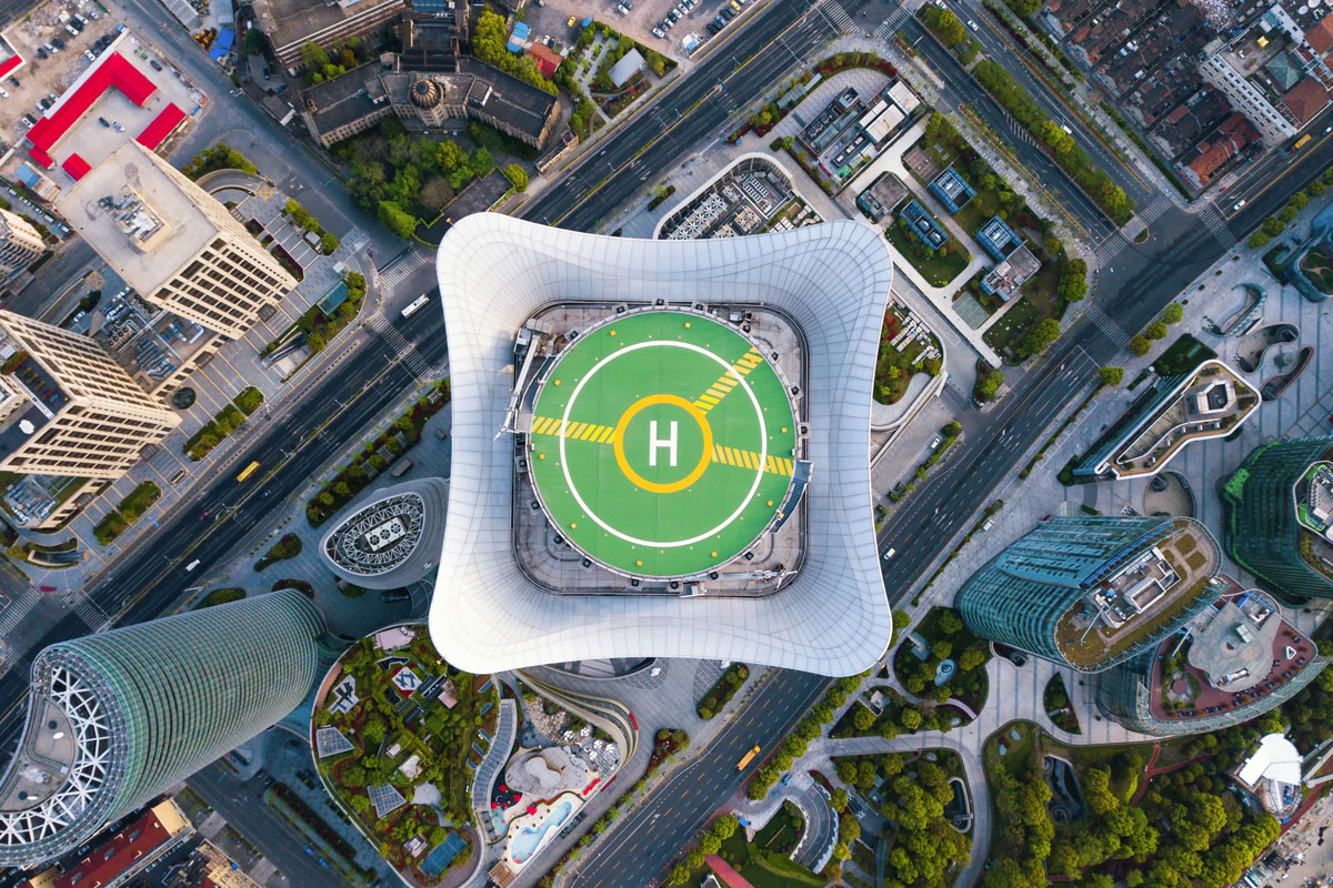 Helipad over a residential building