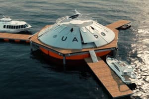 The Urban-Air, Port is an interesting concept for a floating Vertiport. Credit: Urban-Air