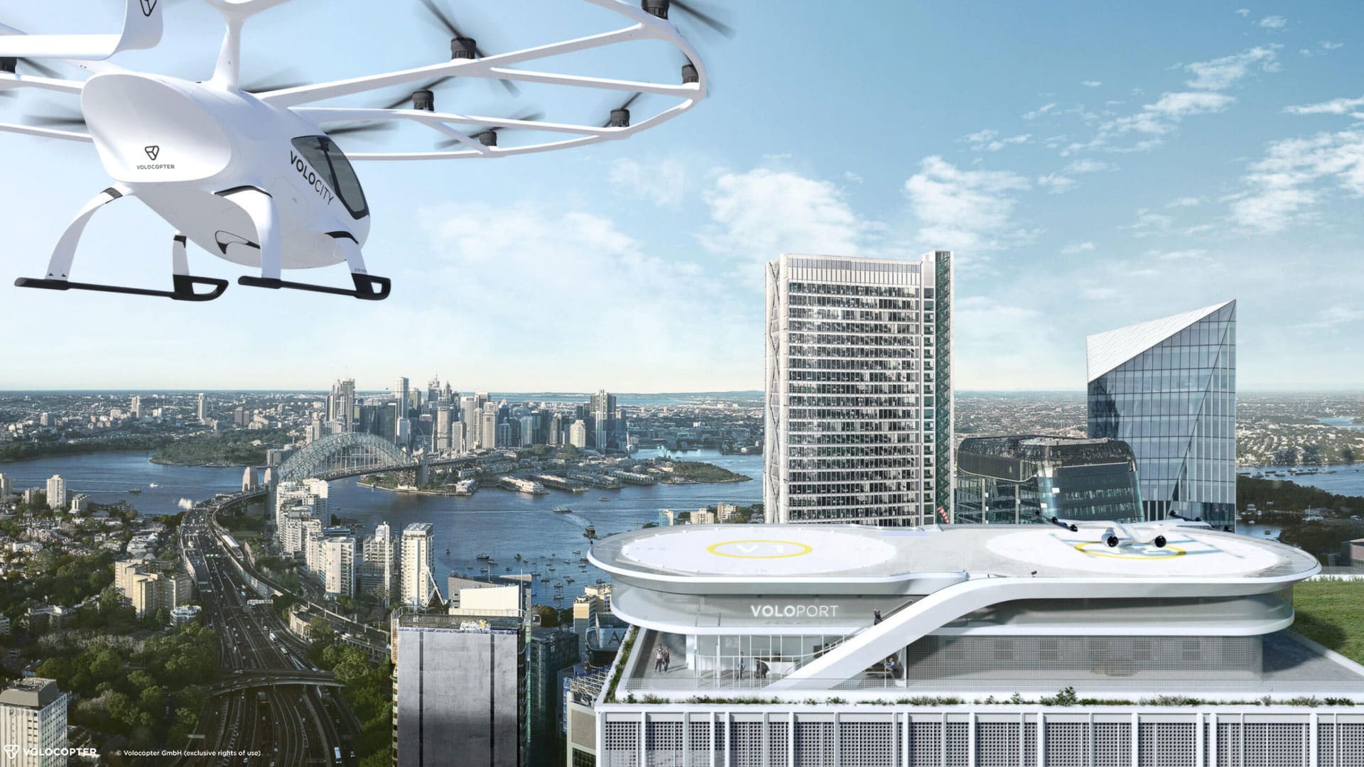 Redesigning cities for the new Urban Air Mobility will be a big gamble. (Image courtesy of VoloCopter)