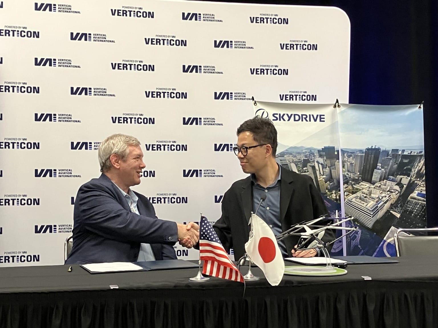SkyDrive SD-05 eVTOL aircraft partnership with Aeroauto Global announced at Verticon 2026