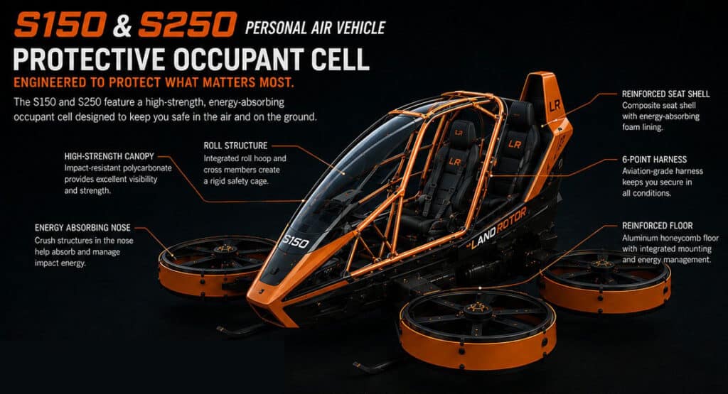 Land-rotor-s150-s250-personal-air-vehicle-protective-occupant-cell